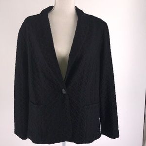 Chico's Black Long Sleeved Patterned Knit Jacket